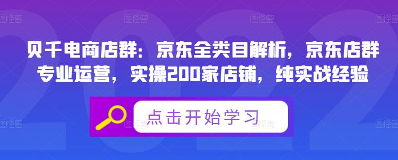 贝千电商店群：京东全类目解析，京东店群专业运营，实操200家店铺，纯实战经验-即时风口网