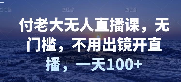 付老大无人直播课，无门槛，不用出镜开直播，一天100+-即时风口网