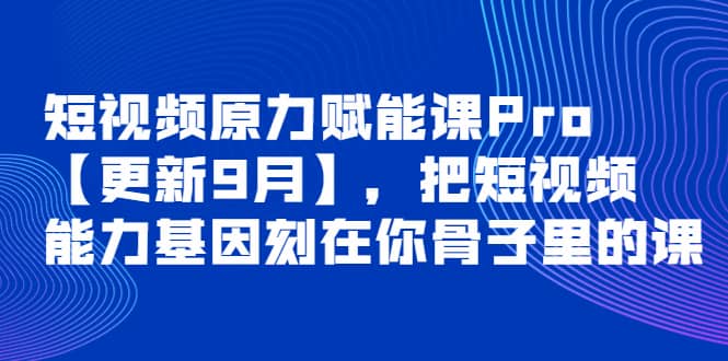 短视频原力赋能课Pro【更新9月】，把短视频能力基因刻在你骨子里的课-即时风口网