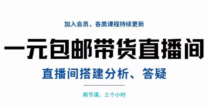 一元包邮带货直播间搭建，两节课三小时，搭建、分析、答疑-即时风口网