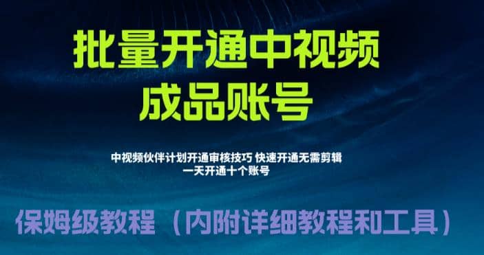 外面收费1980暴力开通中视频计划教程，附 快速通过中视频伙伴计划的办法-即时风口网