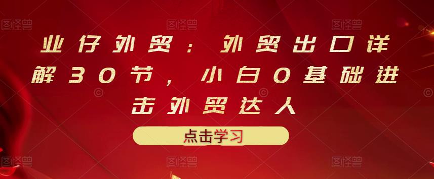 业仔外贸：外贸出口详解30节，小白0基础进击外贸达人 价值666元-即时风口网