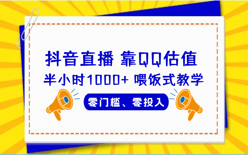 QQ号估值直播 半小时1000+，零门槛、零投入，喂饭式教学、小白首选-即时风口网