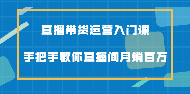 直播带货运营入门课，手把手教你直播间月销百万-即时风口网