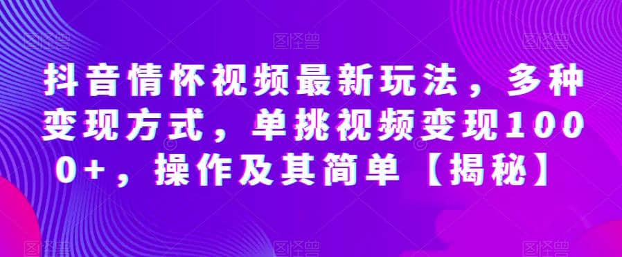 抖音情怀视频最新玩法，多种变现方式，单挑视频变现1000+，操作及其简单【揭秘】-即时风口网