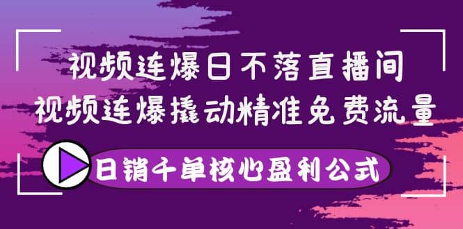 视频连爆日不落直播间，视频连爆撬动精准免费流量，日销千单核心盈利公式-即时风口网