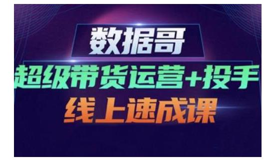 数据哥·超级带货运营+投手线上速成课，快速提升运营和熟悉学会投手技巧-即时风口网