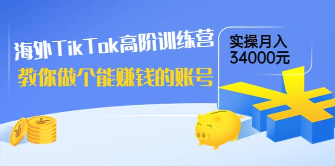 海外TikTok高阶训练营：教你做个能赚钱的账号，实操月入34000元！-即时风口网