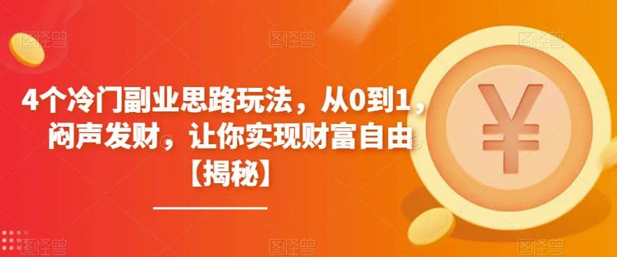 4个冷门副业思路玩法，从0到1，闷声发财，让你实现财富自由【揭秘】-即时风口网