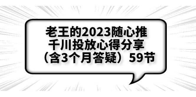 老王的2023随心推+千川投放心得分享（含3个月答疑）59节-即时风口网