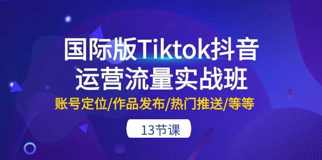 国际版Tiktok抖音运营流量实战班：账号定位/作品发布/热门推送/等等-13节-即时风口网