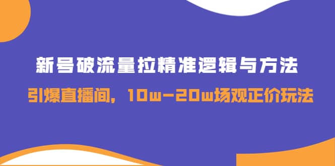 新号破流量拉精准逻辑与方法，引爆直播间，10w-20w场观正价玩法-即时风口网