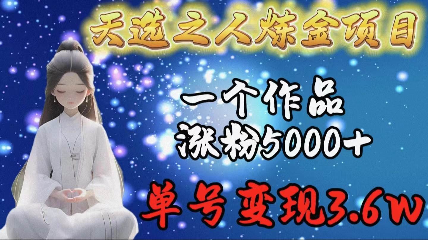 天选之人炼金项目，一个作品涨粉5000+，单号变现3.6w-即时风口网