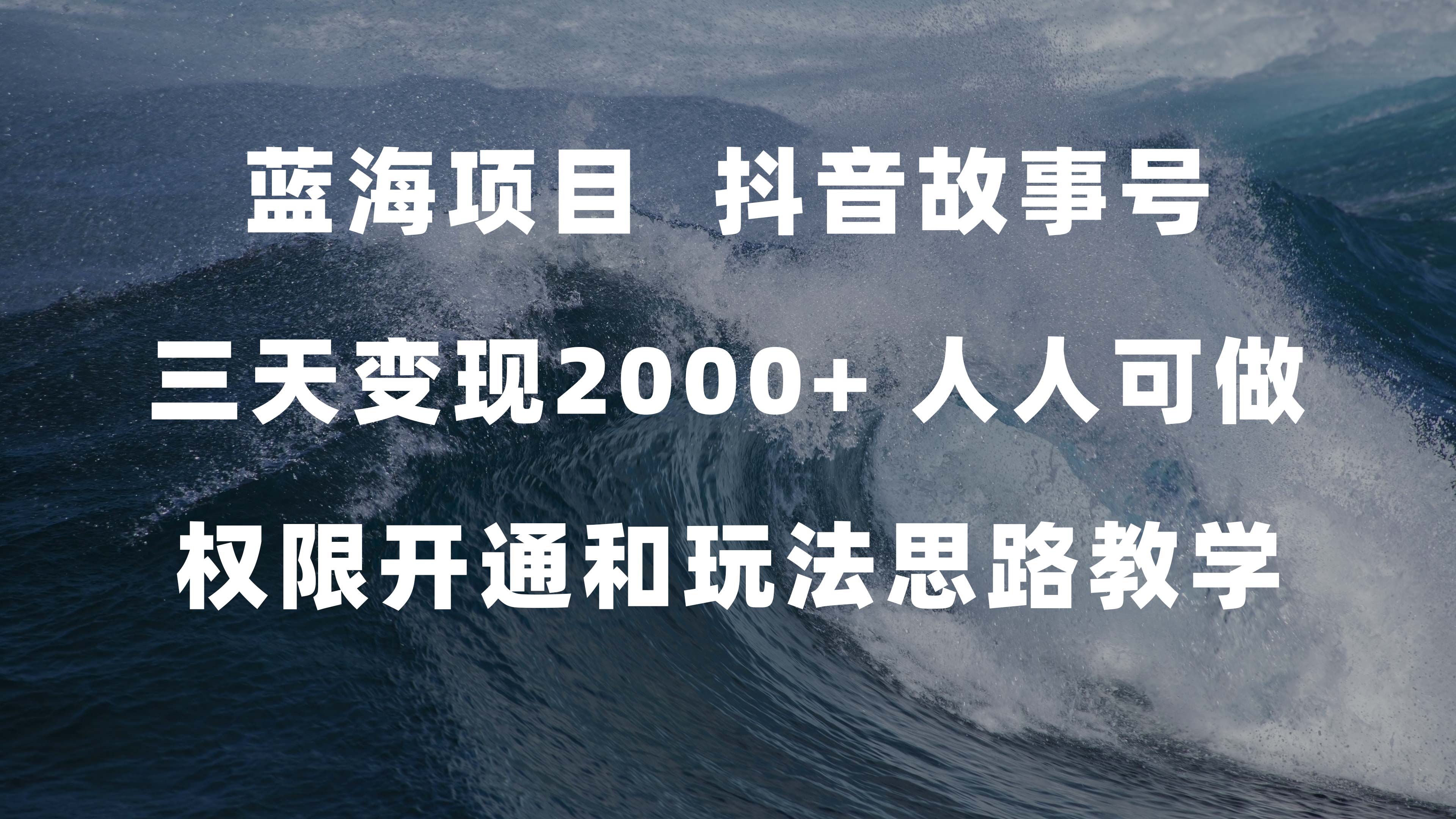 蓝海项目，抖音故事号 3天变现2000+人人可做 (权限开通+玩法教学+238G素材)-即时风口网