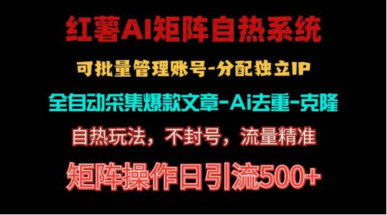 红薯矩阵自热系统，独家不死号引流玩法！矩阵操作日引流500+-即时风口网