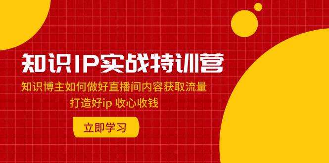 知识IP实战特训营：知识博主如何做好直播间内容获取流量 打造好ip 收心收钱-即时风口网