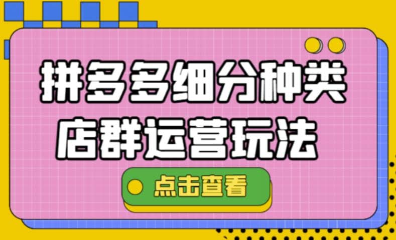 拼多多细分种类店群运营玩法3.0，11月最新玩法，小白也可以操作-即时风口网