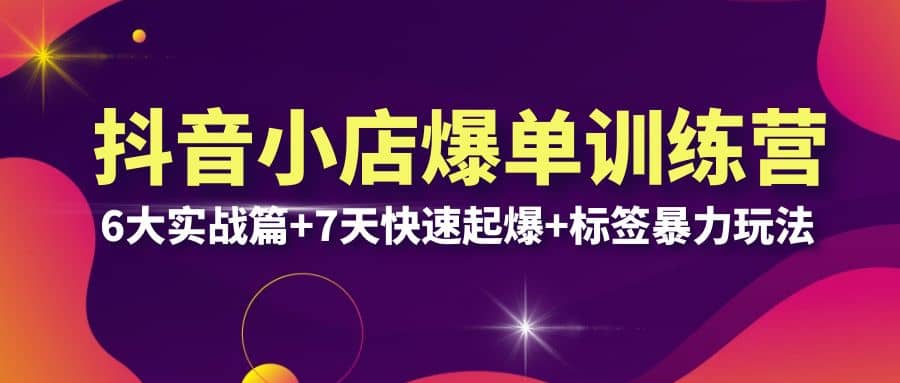 抖音小店爆单训练营VIP线下课：6大实战篇+7天快速起爆+标签暴力玩法(32节)-即时风口网