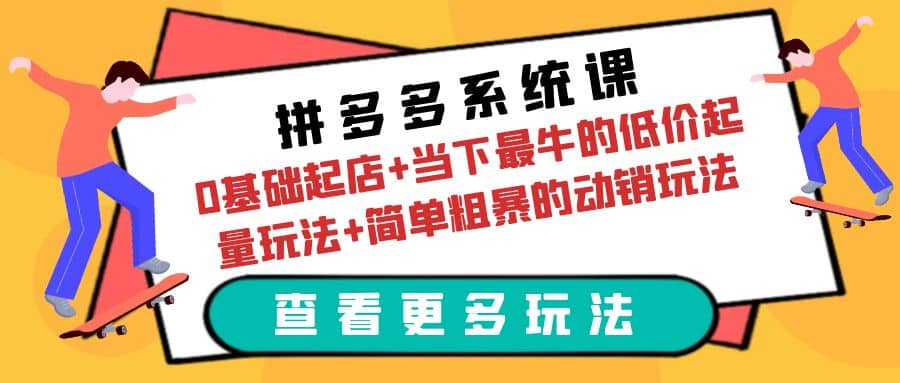 拼多多系统课：0基础起店+当下最牛的低价起量玩法+简单粗暴的动销玩法-即时风口网