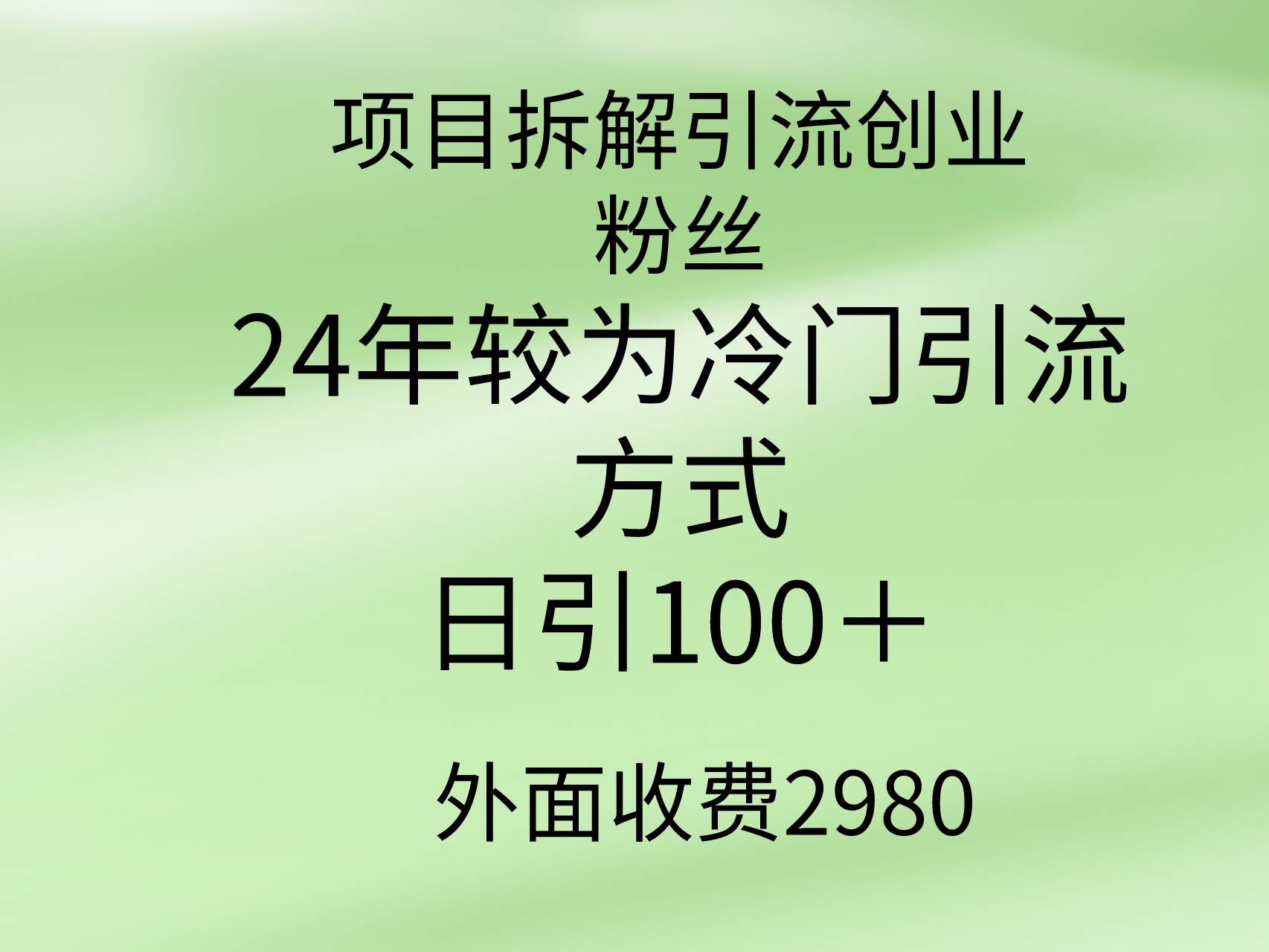 项目拆解引流创业粉丝，24年较冷门引流方式，轻松日引100＋-即时风口网