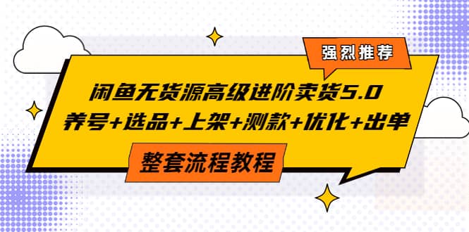 闲鱼无货源高级进阶卖货5.0，养号+选品+上架+测款+优化+出单整套流程教程-即时风口网