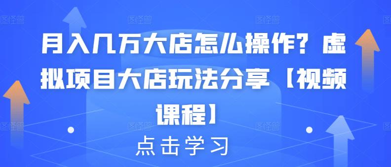 月入几万大店怎么操作？虚拟项目大店玩法分享【视频课程】-即时风口网