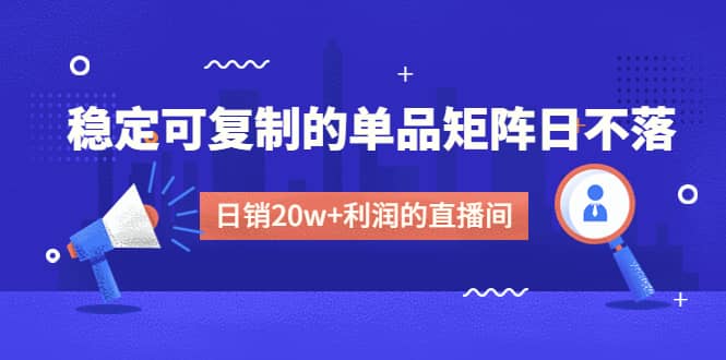 某电商线下课程，稳定可复制的单品矩阵日不落，做一个日销20w+利润的直播间-即时风口网