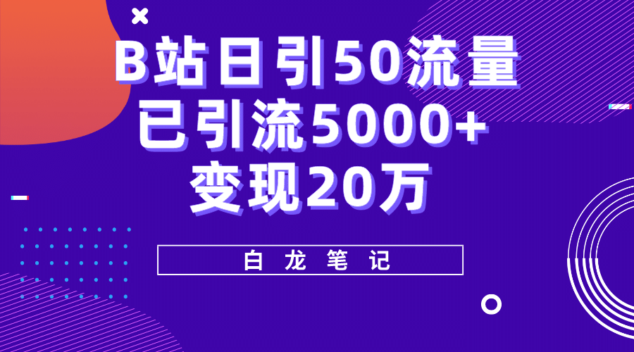 B站日引50+流量，实战已引流5000+变现20万，超级实操课程-即时风口网