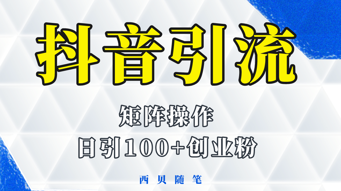 抖音引流术，矩阵操作，一天能引100多创业粉-即时风口网