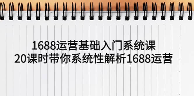 1688运营基础入门系统课，20课时带你系统性解析1688运营-即时风口网