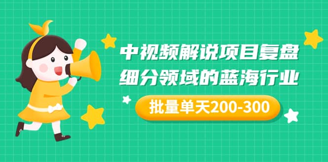 某付费文章：中视频解说项目复盘：细分领域的蓝海行业 批量单天200-300收益-即时风口网