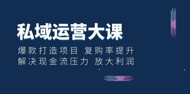 私域运营大课：爆款打造项目 复购率提升 解决现金流压力 放大利润-即时风口网