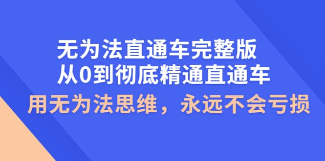 无为法直通车完整版：从0到彻底精通直通车，用无为法思维，永远不会亏损-即时风口网