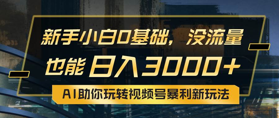 小白0基础，没流量也能日入3000+：AI助你玩转视频号暴利新玩法-即时风口网