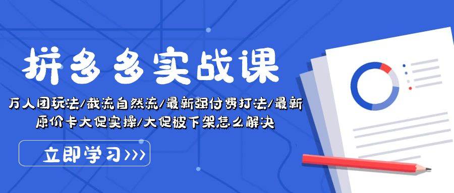 拼多多·实战课：万人团玩法/截流自然流/最新强付费打法/最新原价卡大促..-即时风口网