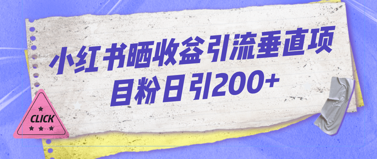 小红书晒收益图引流垂直项目粉日引200+-即时风口网