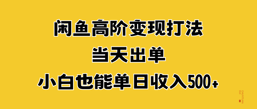 闲鱼高阶变现打法，当天出单，小白也能单日收入500+-即时风口网