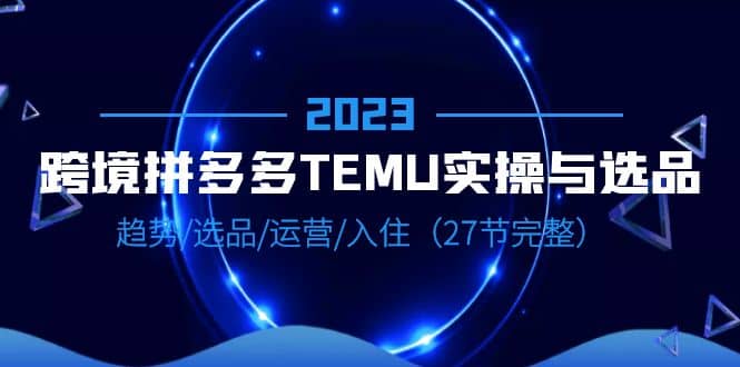 2023跨境·拼多多·TEMU实操与选品，趋势·选品·运营·入住（27节完整）-即时风口网