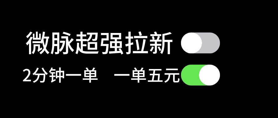 微脉超强拉新， 两分钟1单， 一单利润5块，适合小白-即时风口网