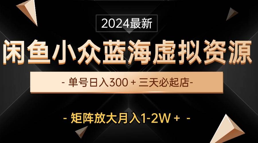 最新闲鱼小众蓝海虚拟资源，单号日入300＋，三天必起店，矩阵放大月入1-2W-即时风口网