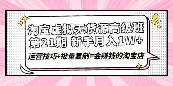 淘宝虚拟无货源高级班【第21期】运营技巧+批量复制=会赚钱的淘宝店-即时风口网