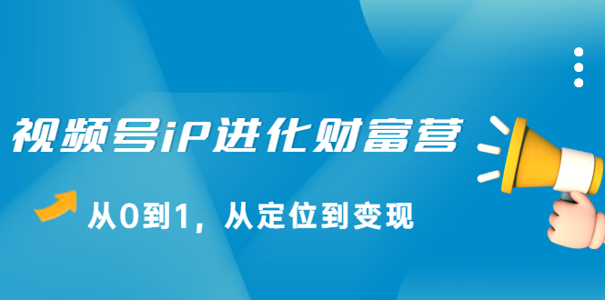 视频号iP进化财富营第1期，21天从0到1，从定位到变现-即时风口网