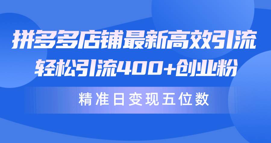 拼多多店铺最新高效引流术，轻松引流400+创业粉，精准日变现五位数！-即时风口网