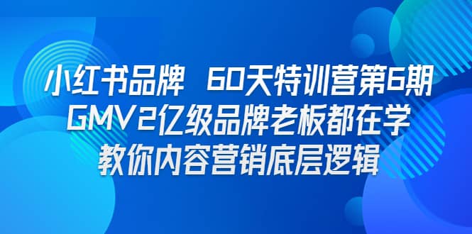 小红书品牌 60天特训营第6期 GMV2亿级品牌老板都在学 教你内容营销底层逻辑-即时风口网