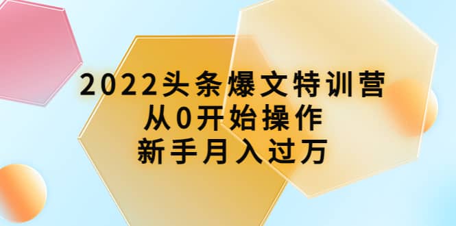 2022头条爆文特训营：从0开始操作，新手月入过万（16节课时）-即时风口网