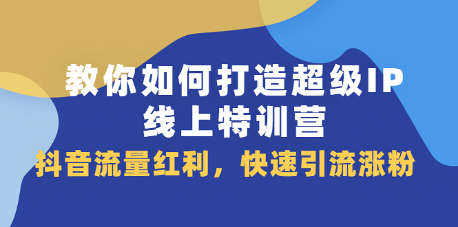 教你如何打造超级IP线上特训营，抖音流量红利新机遇-即时风口网