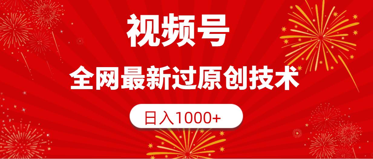 视频号，全网最新过原创技术，日入1000+-即时风口网