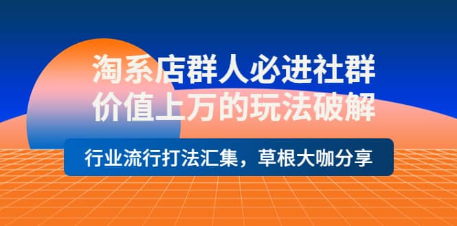 淘系店群人必进社群，价值上万的玩法破解，行业流行打法汇集，草根大咖分享-即时风口网