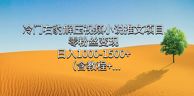 冷门右豹解压视频小说推文项目，零粉丝变现，日入1000-1500+（含教程）-即时风口网