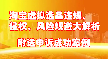 淘宝虚拟选品违规、侵权、风险规避大解析，附送申诉成功案例！-即时风口网